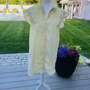 Avara size small pin-striped yellow seersucker dress. NWT.